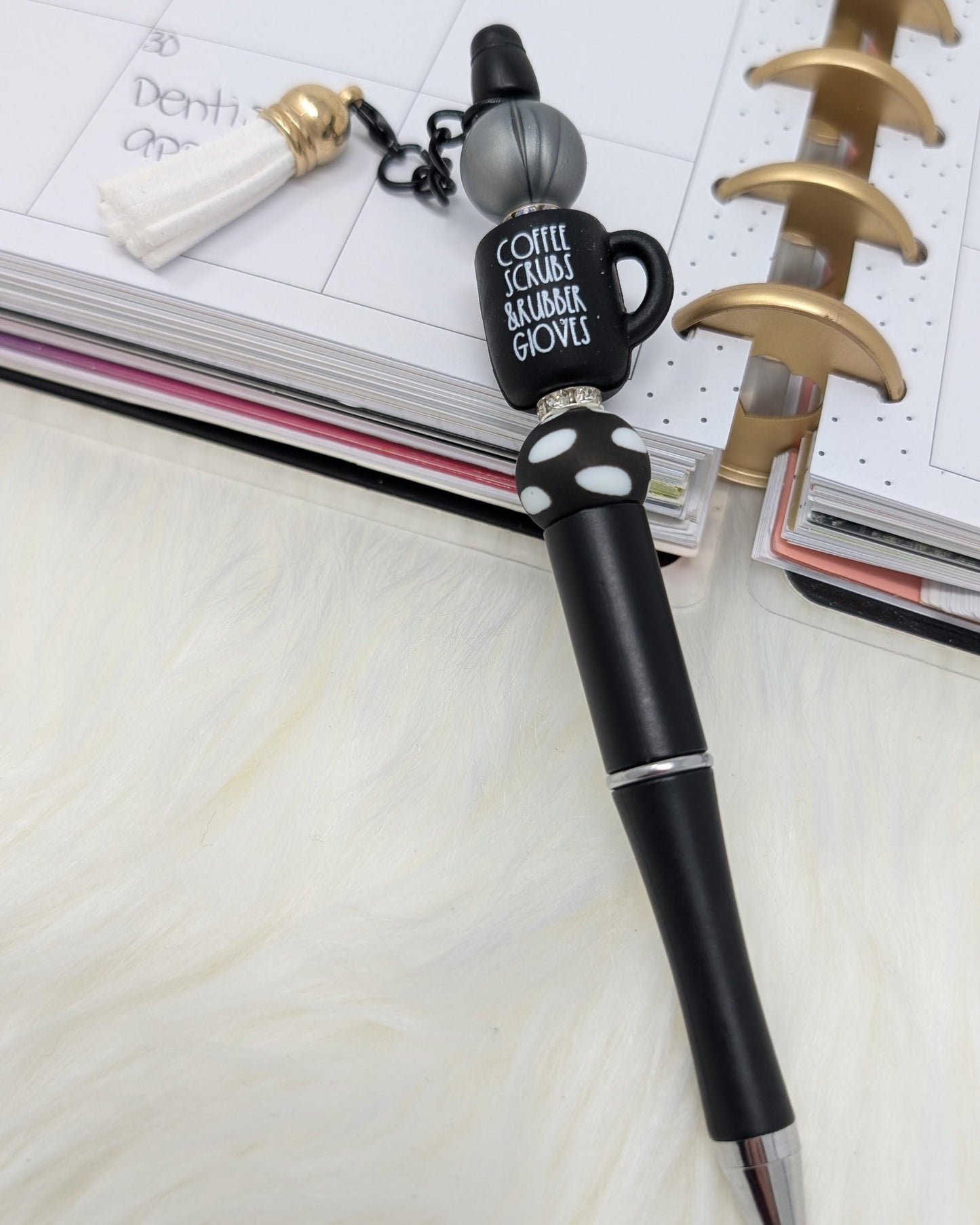 Medical Theme Beaded Pens with Charms and Tassels - Nurse Gift