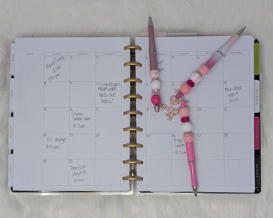 Handmade Beaded Breast Cancer Awareness Pens with Pink Ribbons Charms and Beads for Gifts, Fundraisers, and Support in October