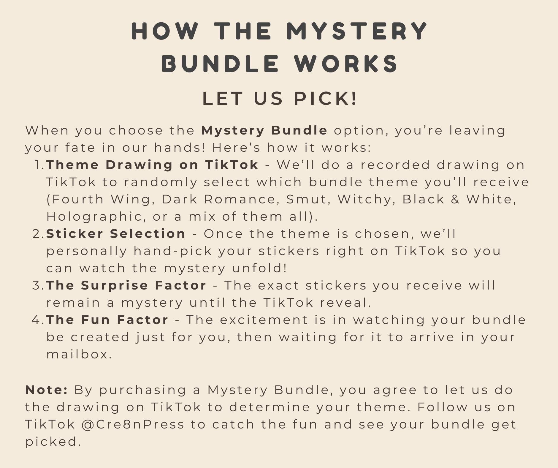 Mystery Bookish Sticker Pack: Fourth Wing, Witchy, Dark Romance Themes
