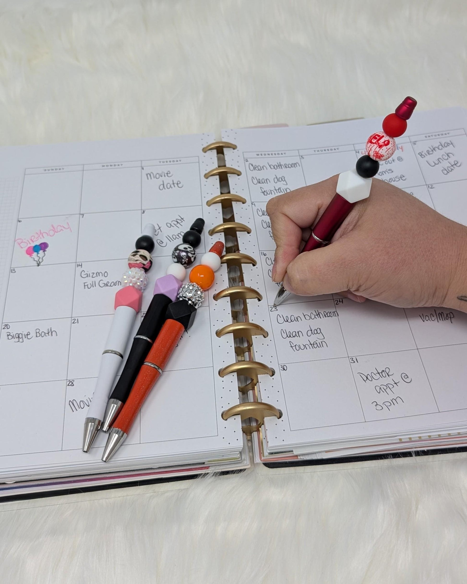 Halloween Beaded Pen Set: Pumpkin, Skull, & Sparkle Novelty Pens