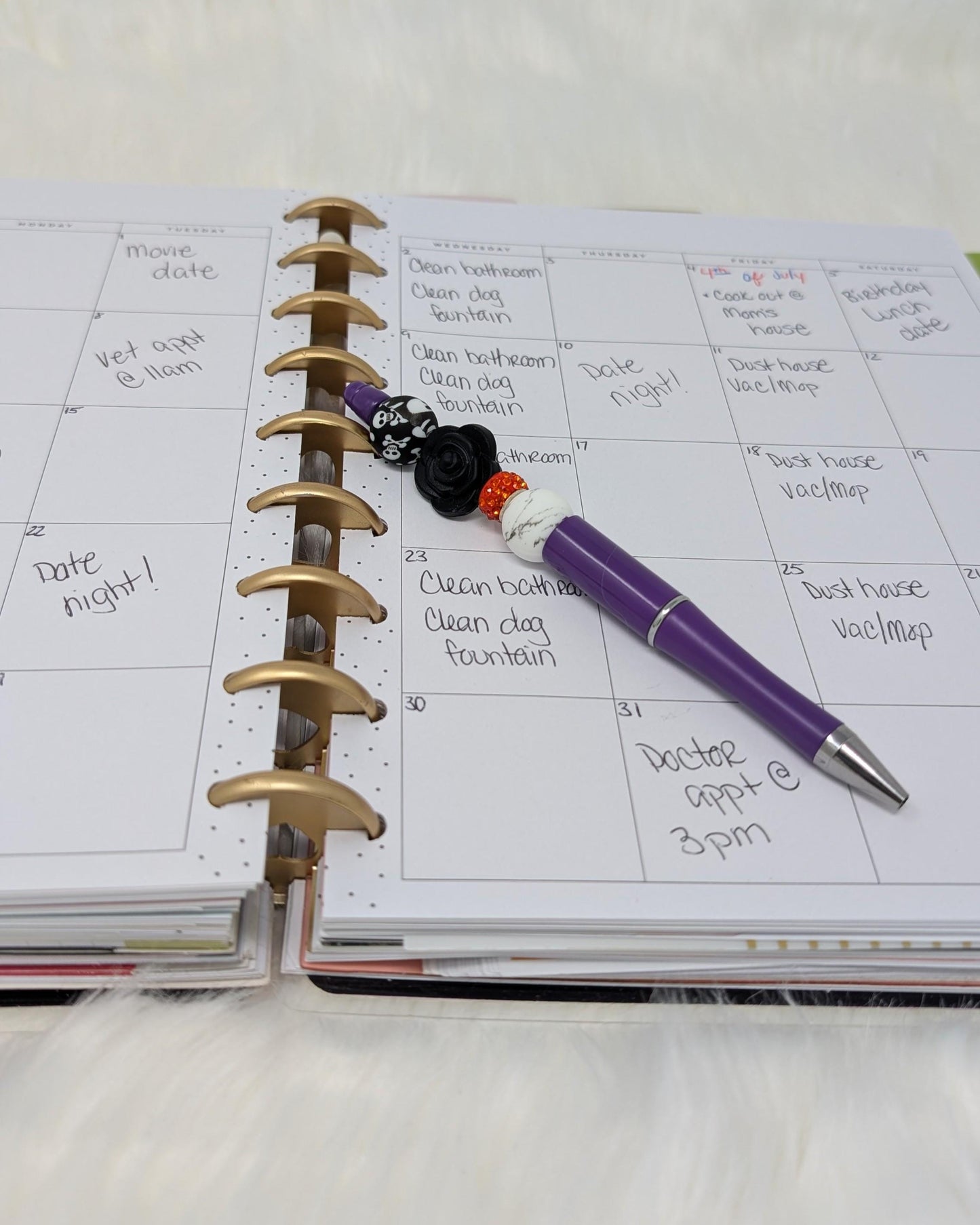 Halloween Skull Beaded Pen Set: Spooky Stationery, Black Ink (Set of 5 or Single)