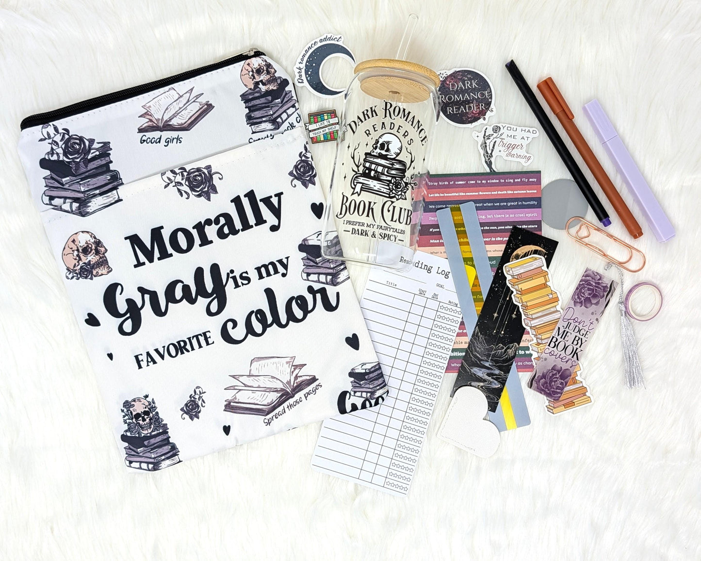 Morally Gray Book Sleeve with Zipper Pocket: Dark Romance Book Protector