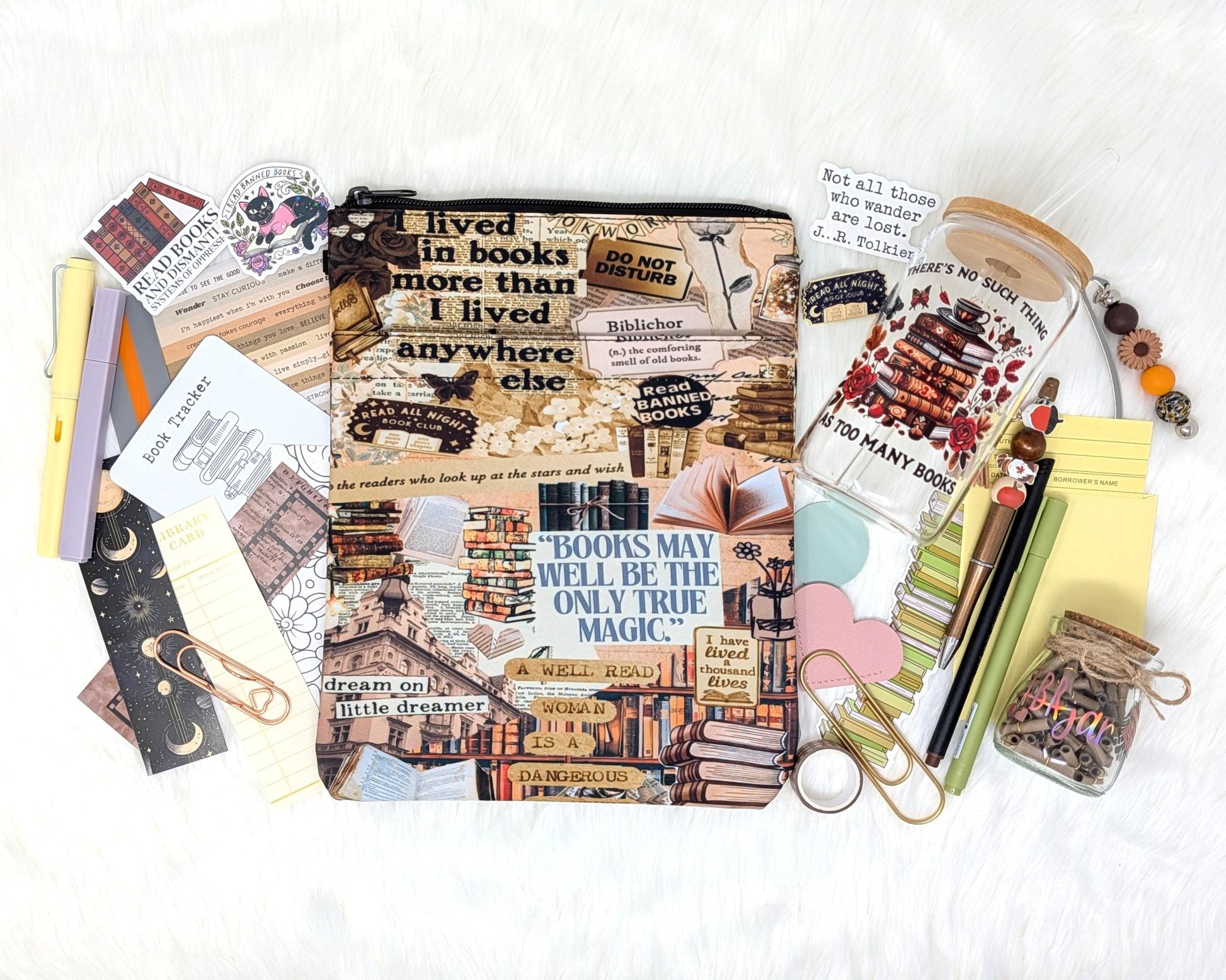Book Lover Gift Set: Book Sleeve, Cup, Bookmarks & Accessories