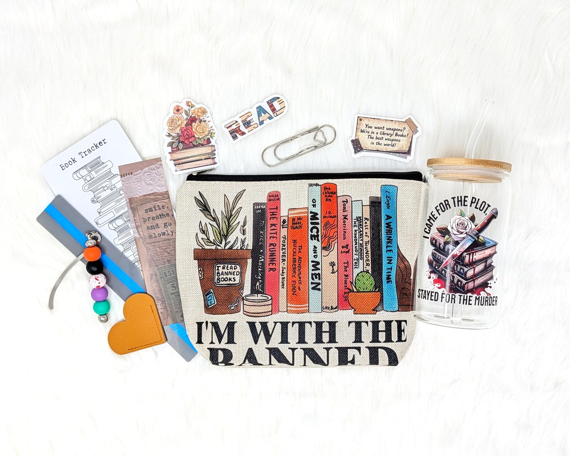 Introvert’s Starter Pack – Book Lover Gift Set with Pouch, Glass Cup, Bookmarks & Reading Accessories