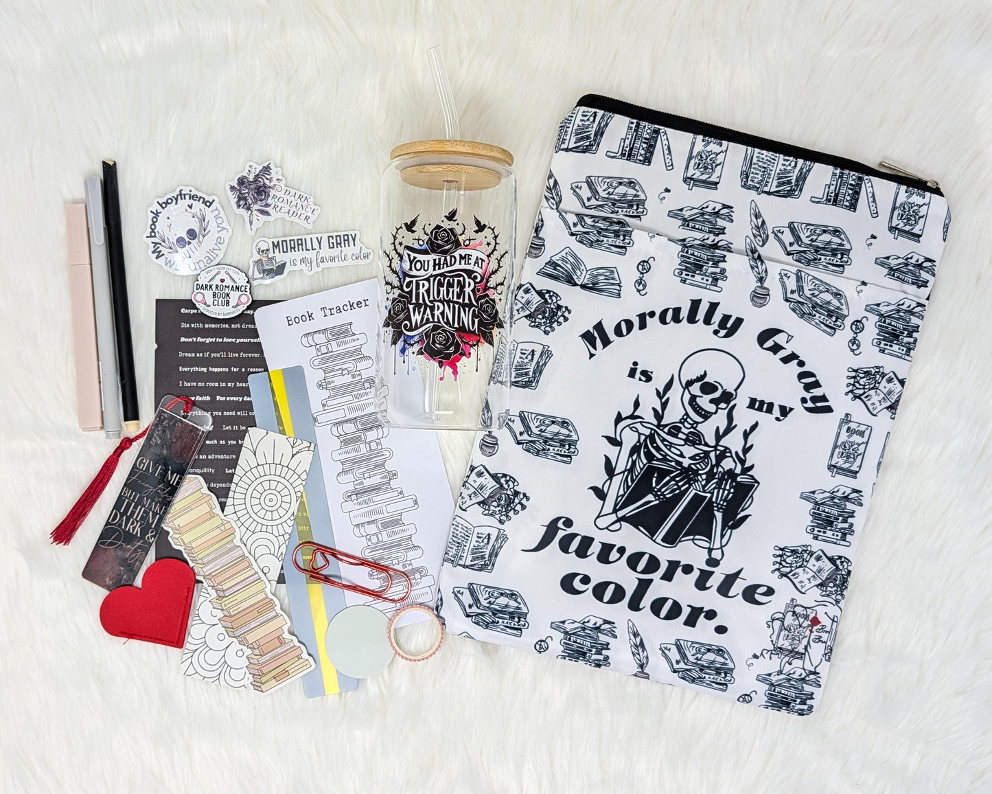 Morally Gray Book Sleeve with Zipper Pocket: Dark Romance Book Protector