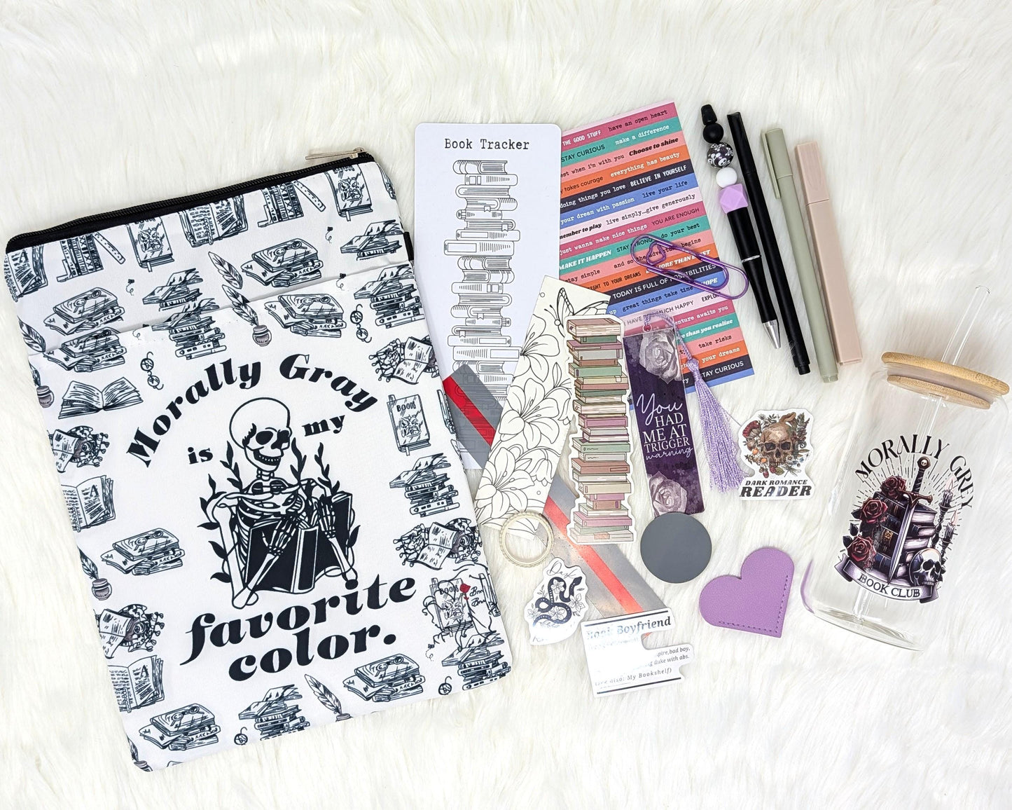 Morally Gray Book Sleeve with Zipper Pocket: Dark Romance Book Protector