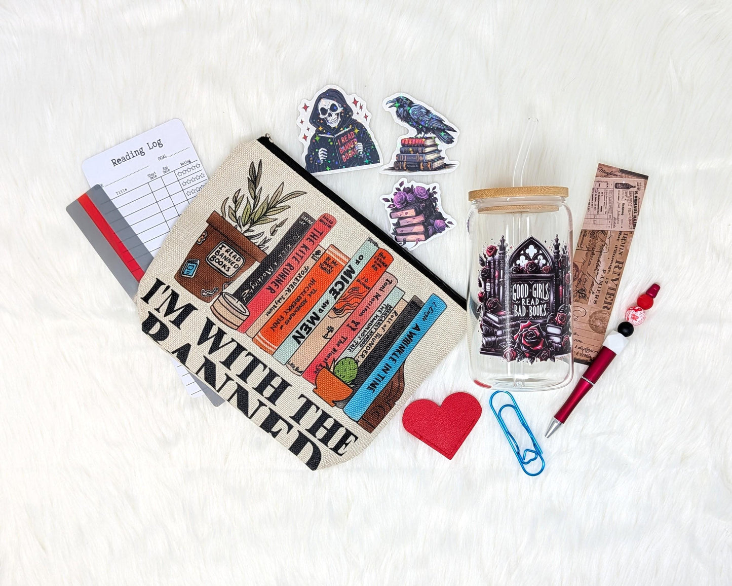 Introvert’s Starter Pack – Book Lover Gift Set with Pouch, Glass Cup, Bookmarks & Reading Accessories