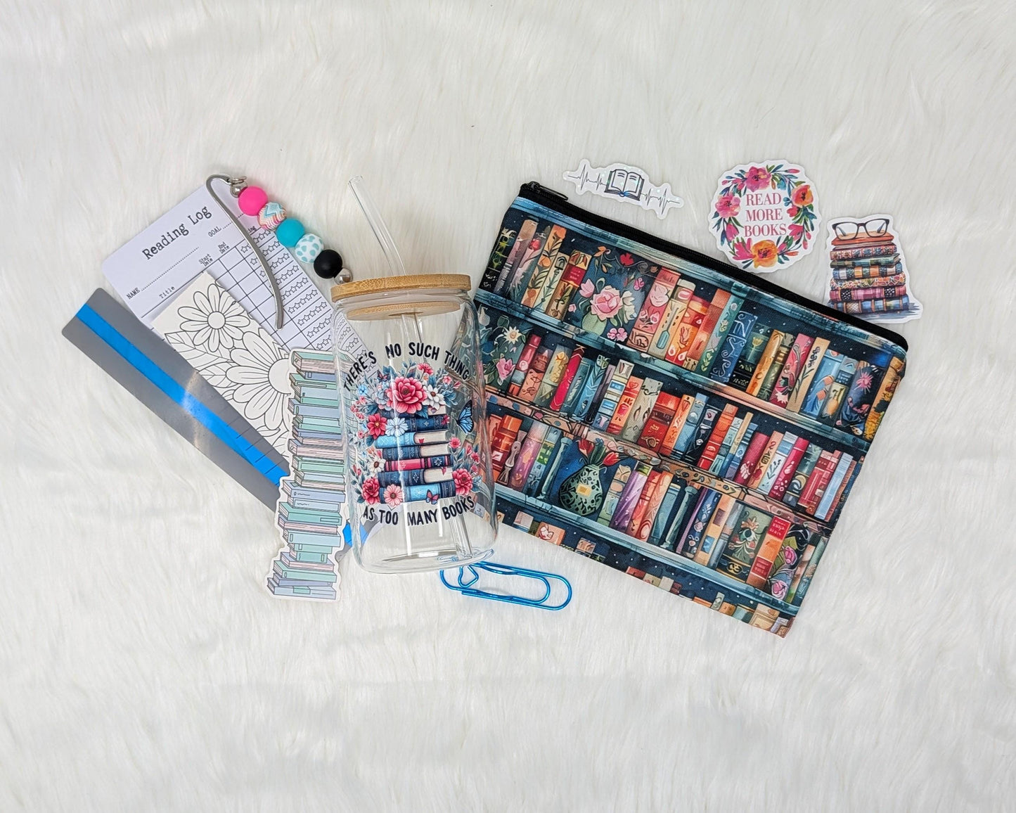 Introvert’s Starter Pack – Book Lover Gift Set with Pouch, Glass Cup, Bookmarks & Reading Accessories