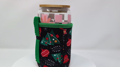 Holiday Reusable Insulated Cup Sleeve - Christmas Trees & Ornaments Design