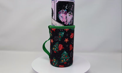 Holiday Reusable Insulated Cup Sleeve - Christmas Trees & Ornaments Design