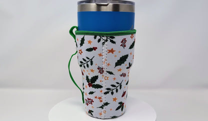 Holly Berry Reusable Insulated Cup Sleeve - Festive Holiday Design